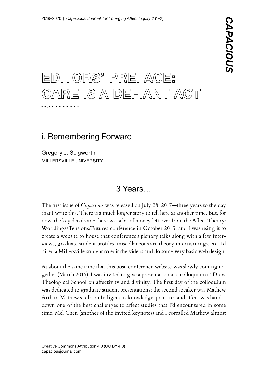 Editors' Preface: Care Is a Defiant