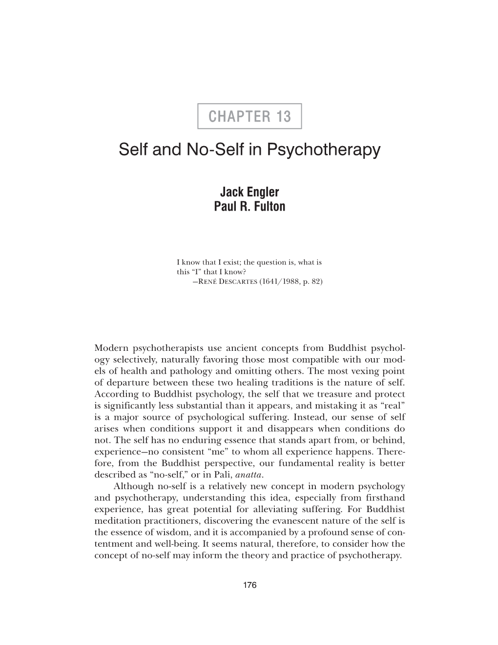 Self and No-Self in Psychotherapy