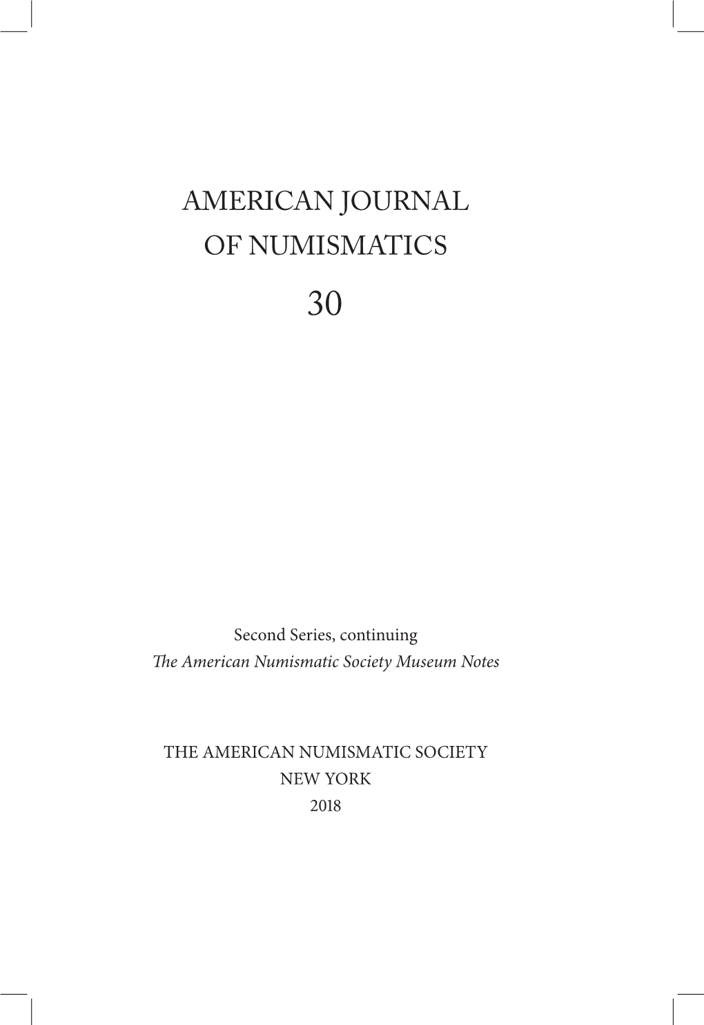 American Journal of Numismatics 30