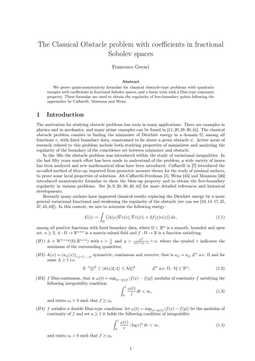 The Classical Obstacle Problem with Coefficients in Fractional Sobolev