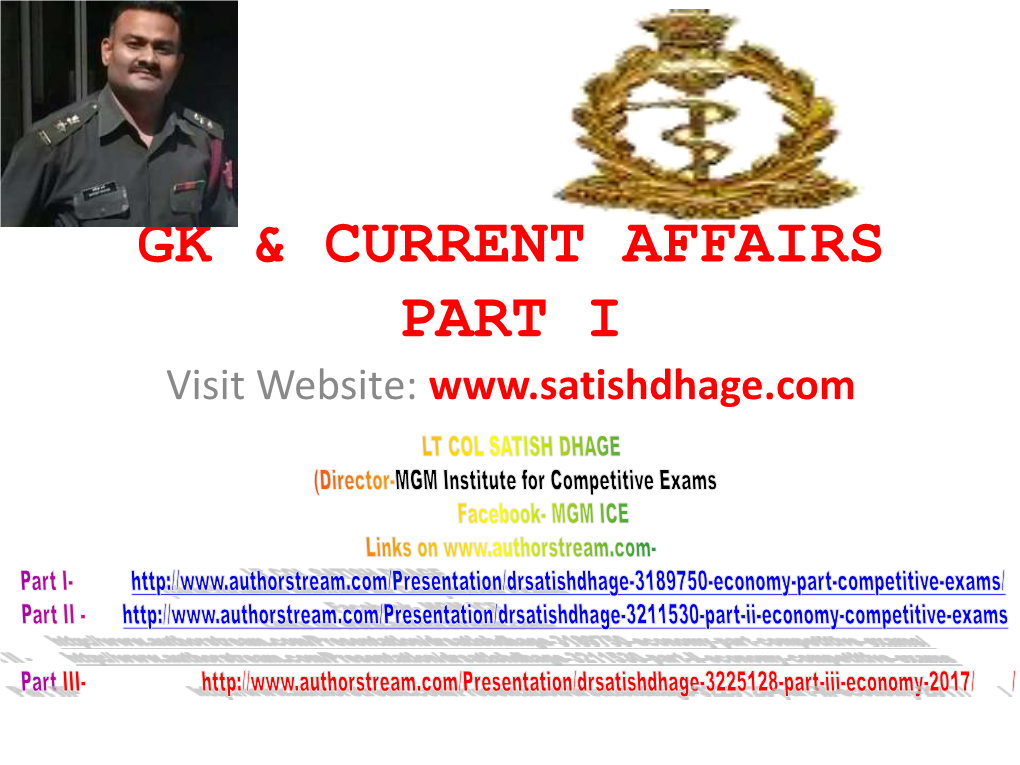 Gk & Current Affairs Part I