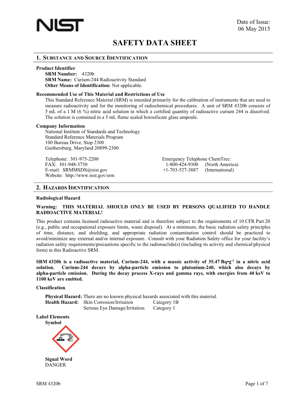 Material Safety Data Sheet