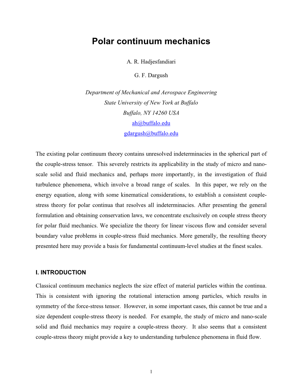 Polar Continuum Mechanics