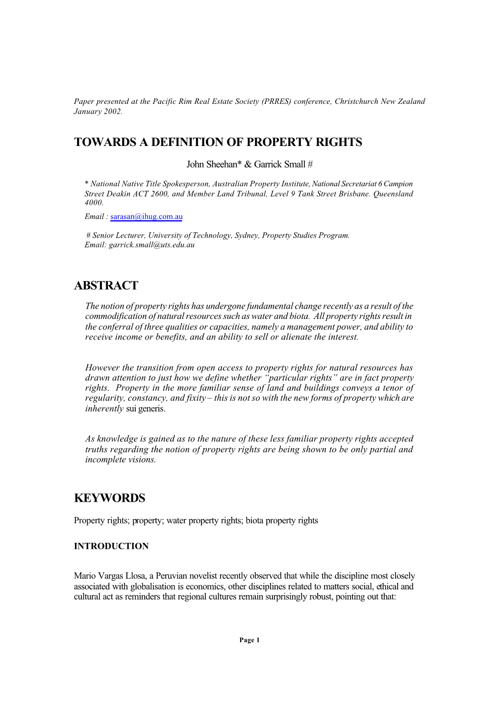 A Definition of Property Rights