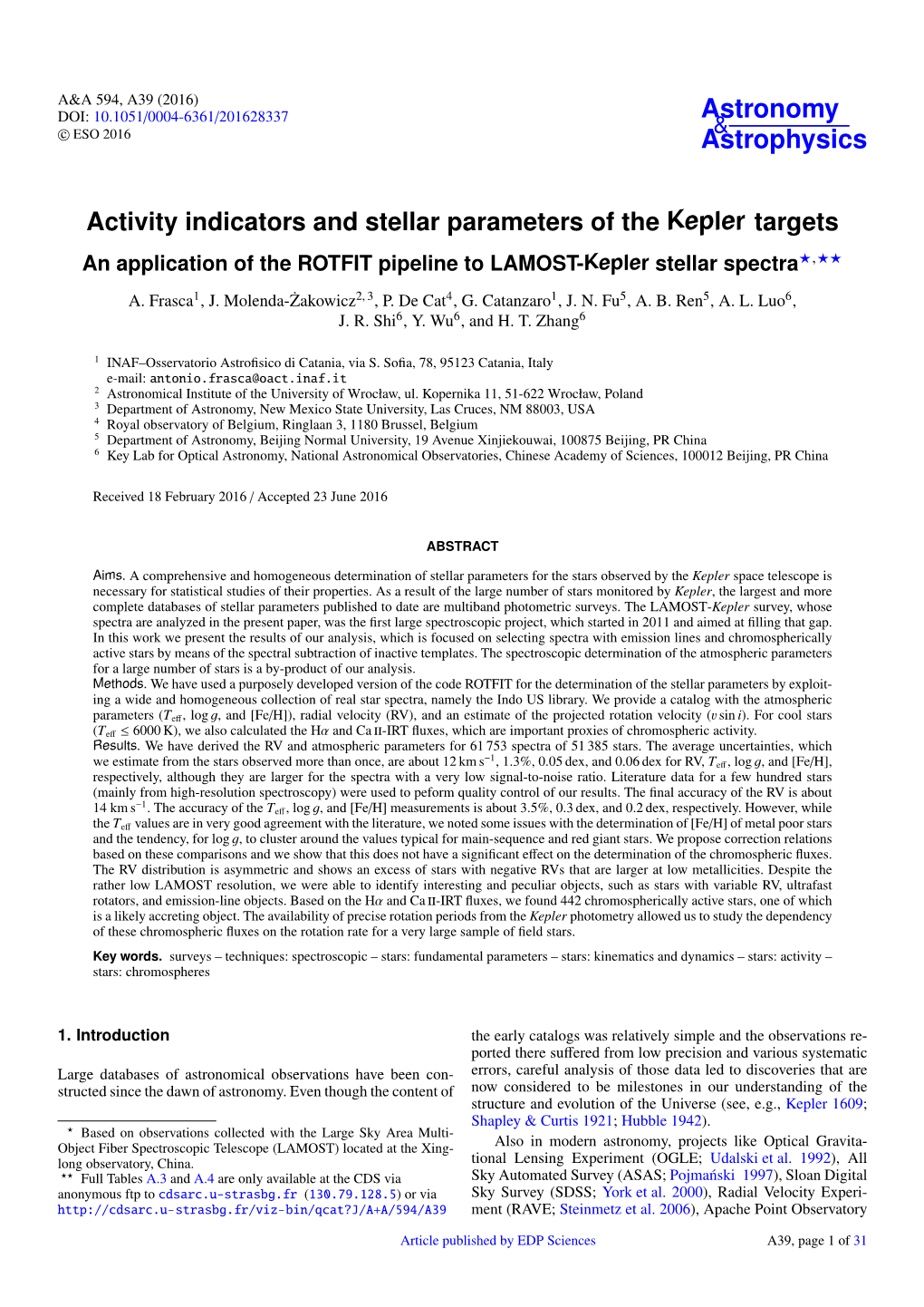 Activity Indicators and Stellar Parameters of the Kepler Targets an Application of the ROTFIT Pipeline to LAMOST-Kepler Stellar Spectra?,??