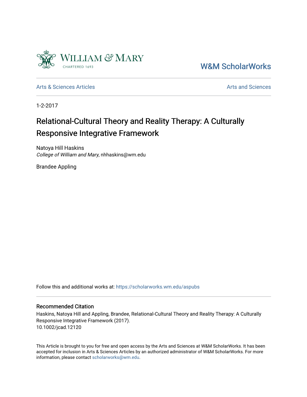 Relational-Cultural Theory and Reality Therapy: a Culturally Responsive Integrative Framework