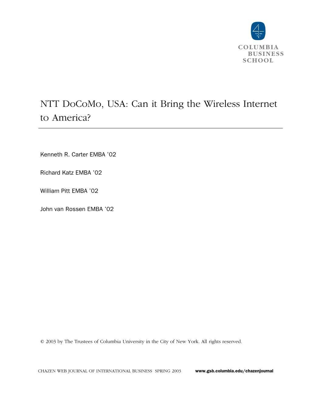 NTT Docomo, USA: Can It Bring the Wireless Internet to America?