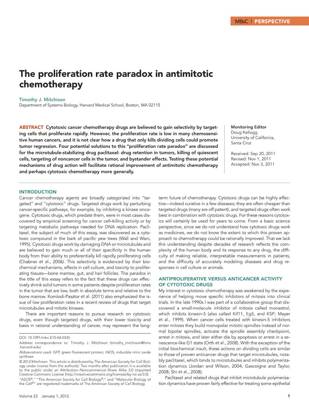 The Proliferation Rate Paradox in Antimitotic Chemotherapy