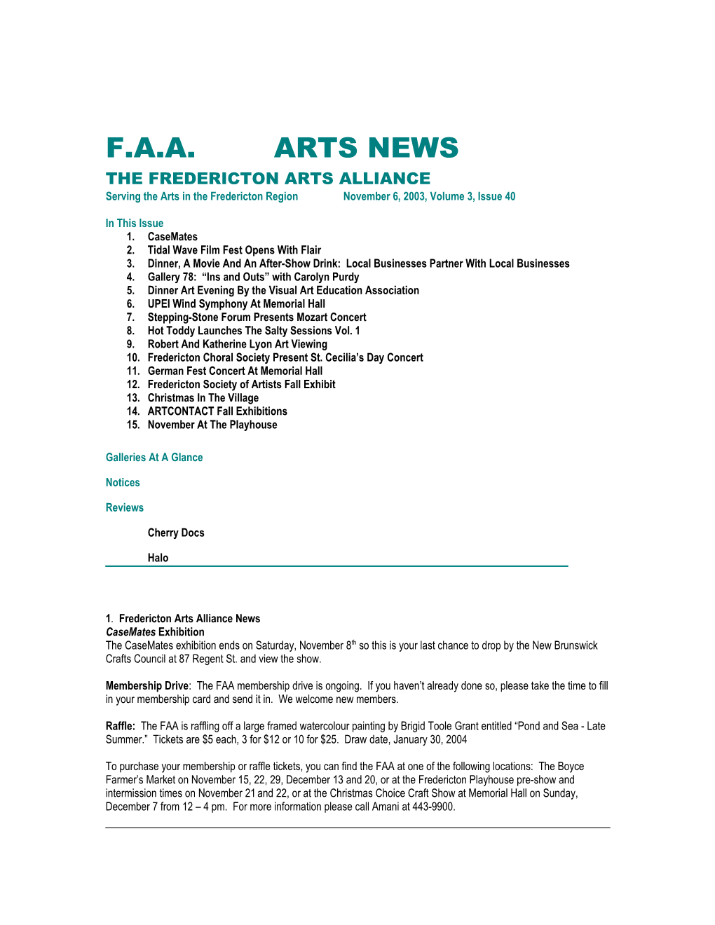 Faa Arts News