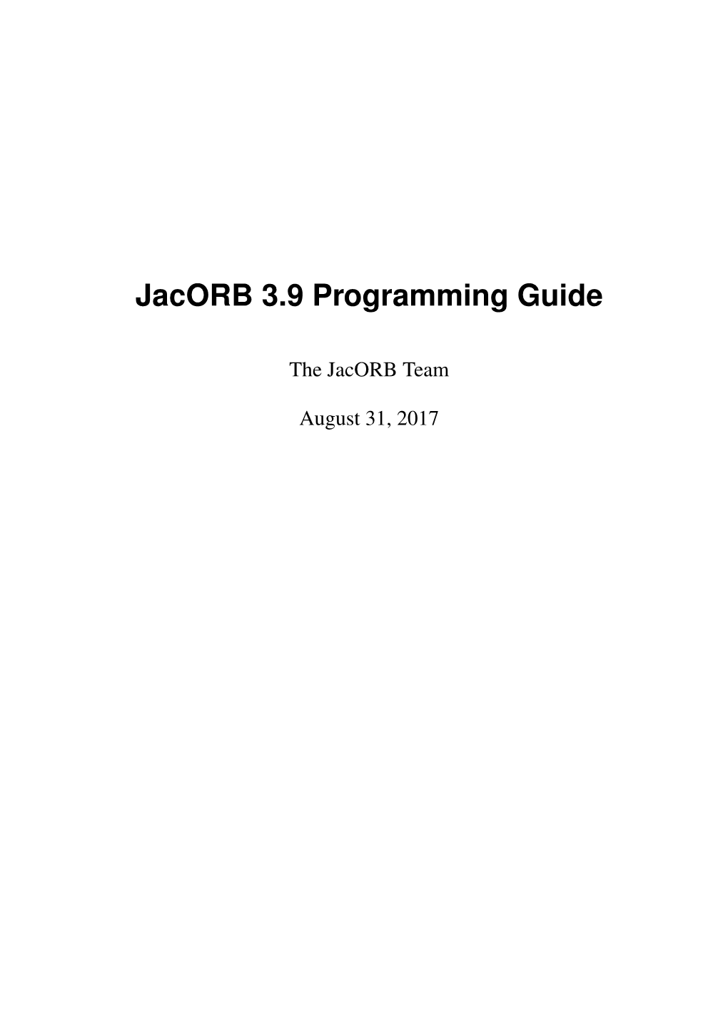 Jacorb 3.9 Programming Guide