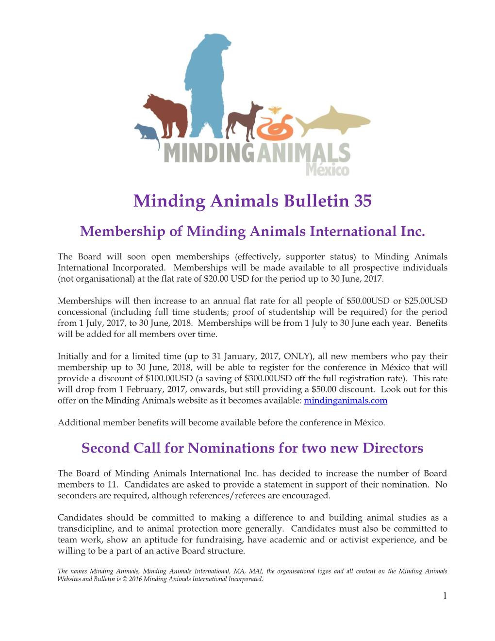 Minding Animals Bulletin 35