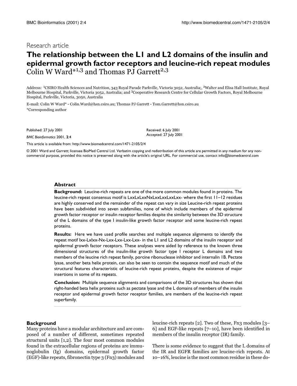 The Relationship Between the L1 and L2 Domains of the Insulin And