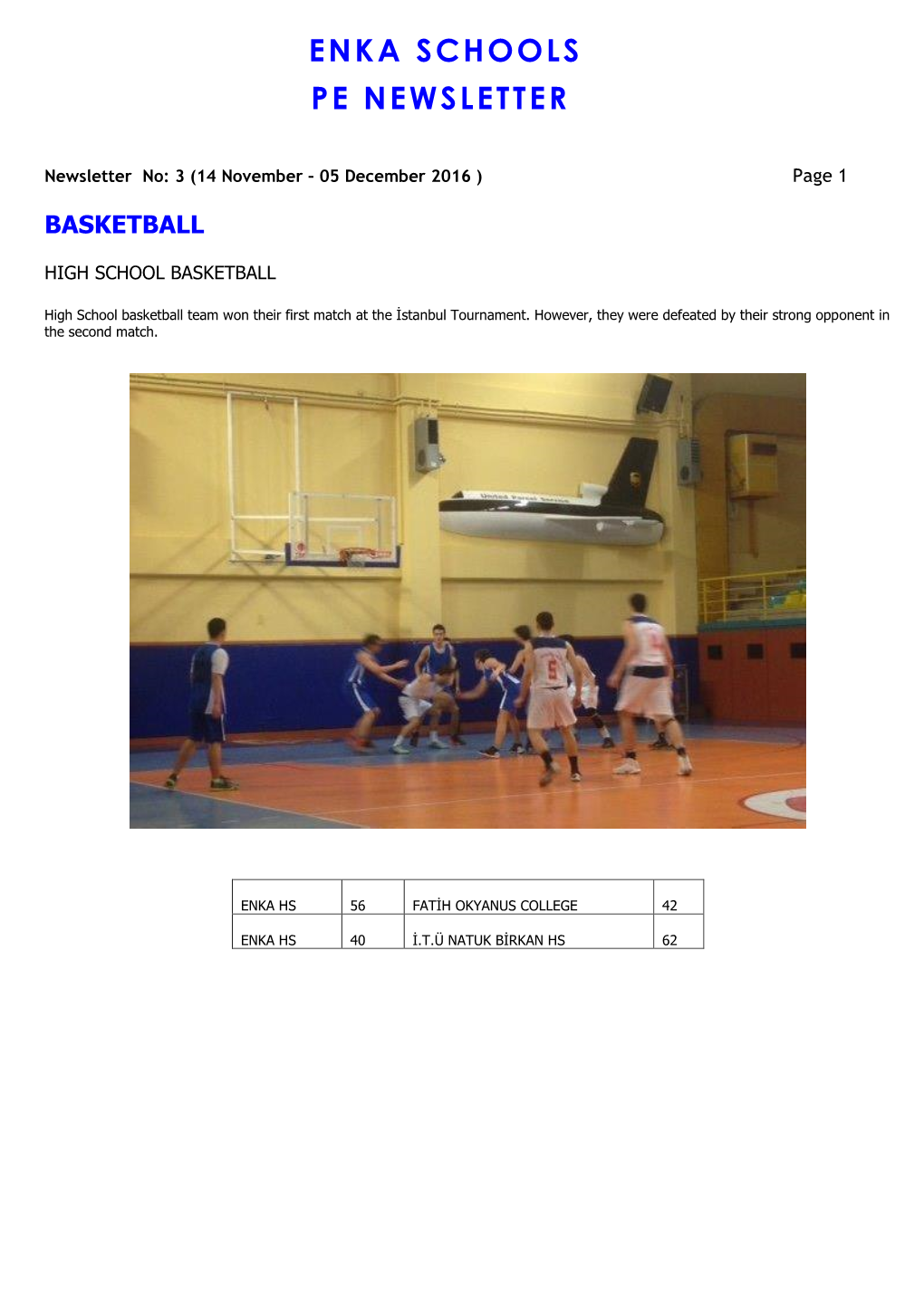 Enka Schools Pe Newsletter