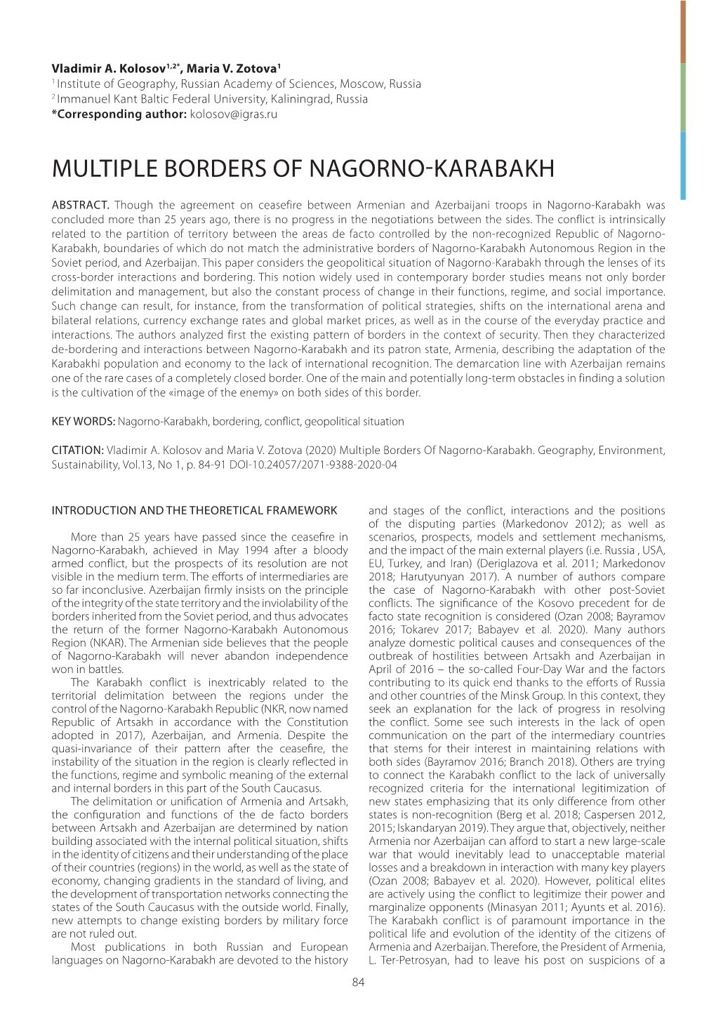 Multiple Borders of Nagorno-Karabakh