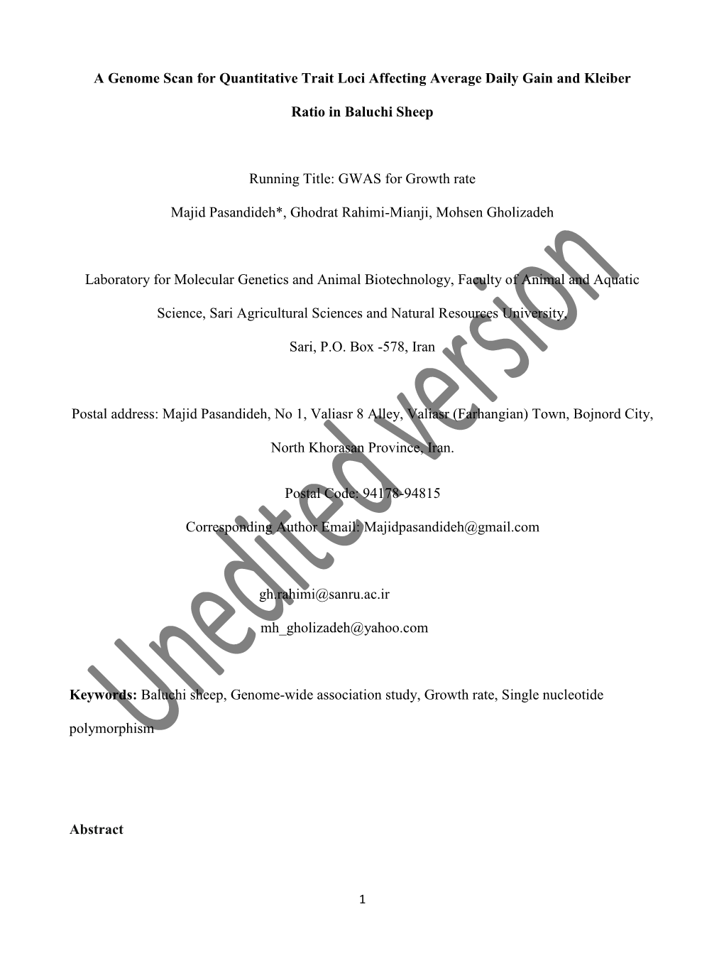 A Genome Scan for Quantitative Trait Loci Affecting Average Daily Gain and Kleiber