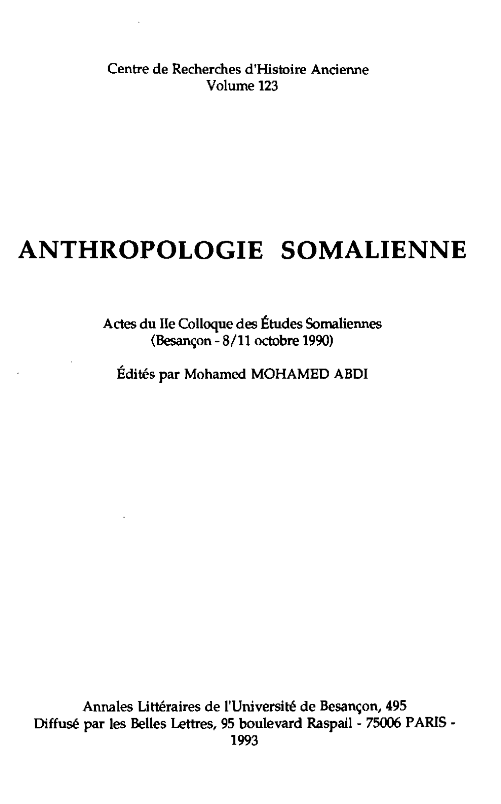 Anthropologie Somalienne