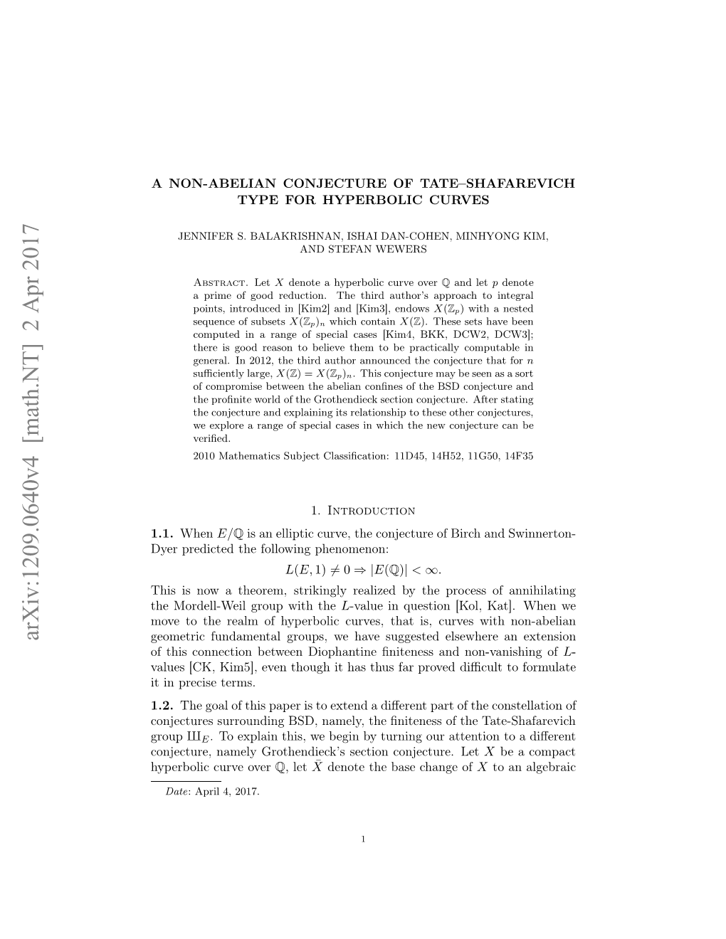 A Non-Abelian Conjecture of Tate–Shafarevich Type for Hyperbolic