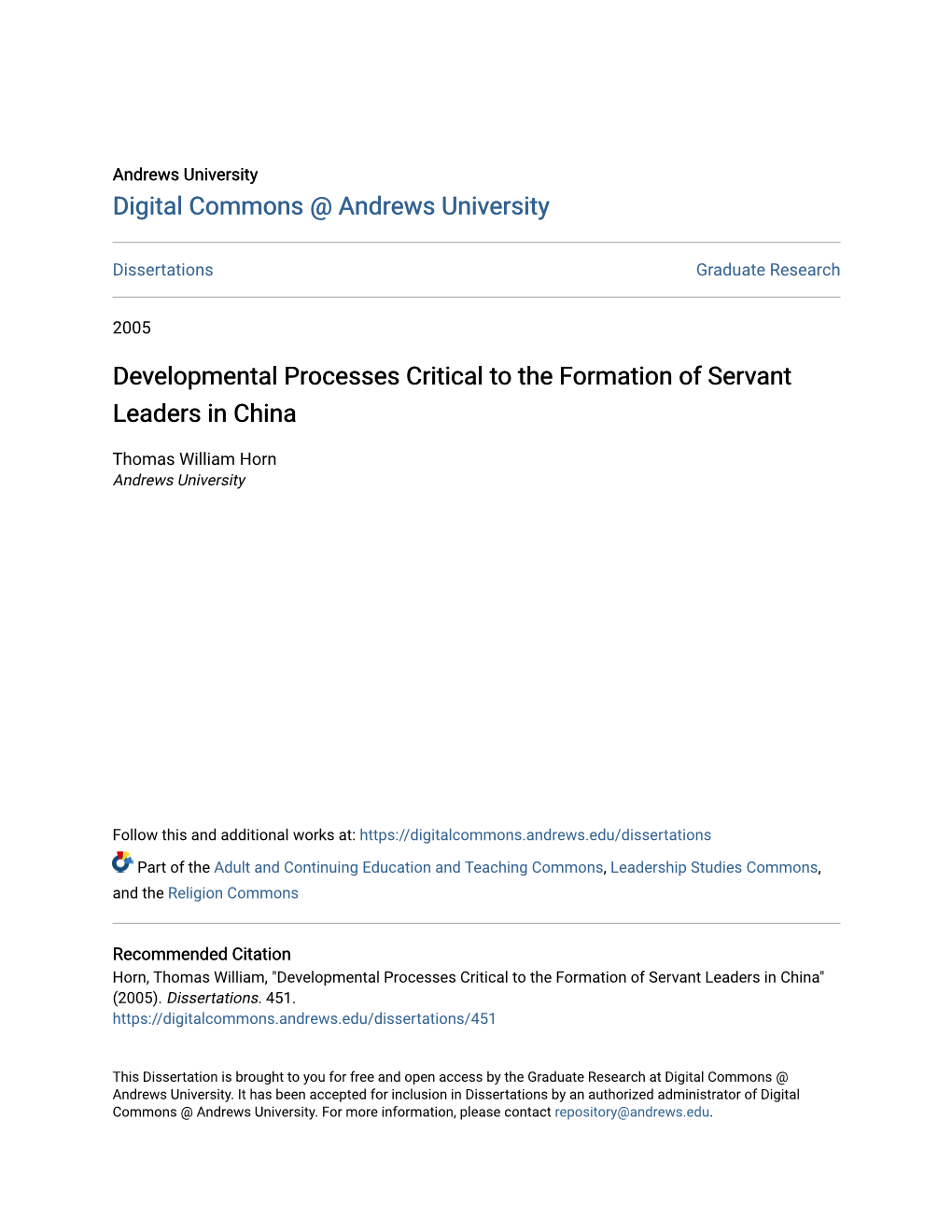 Developmental Processes Critical to the Formation of Servant Leaders in China