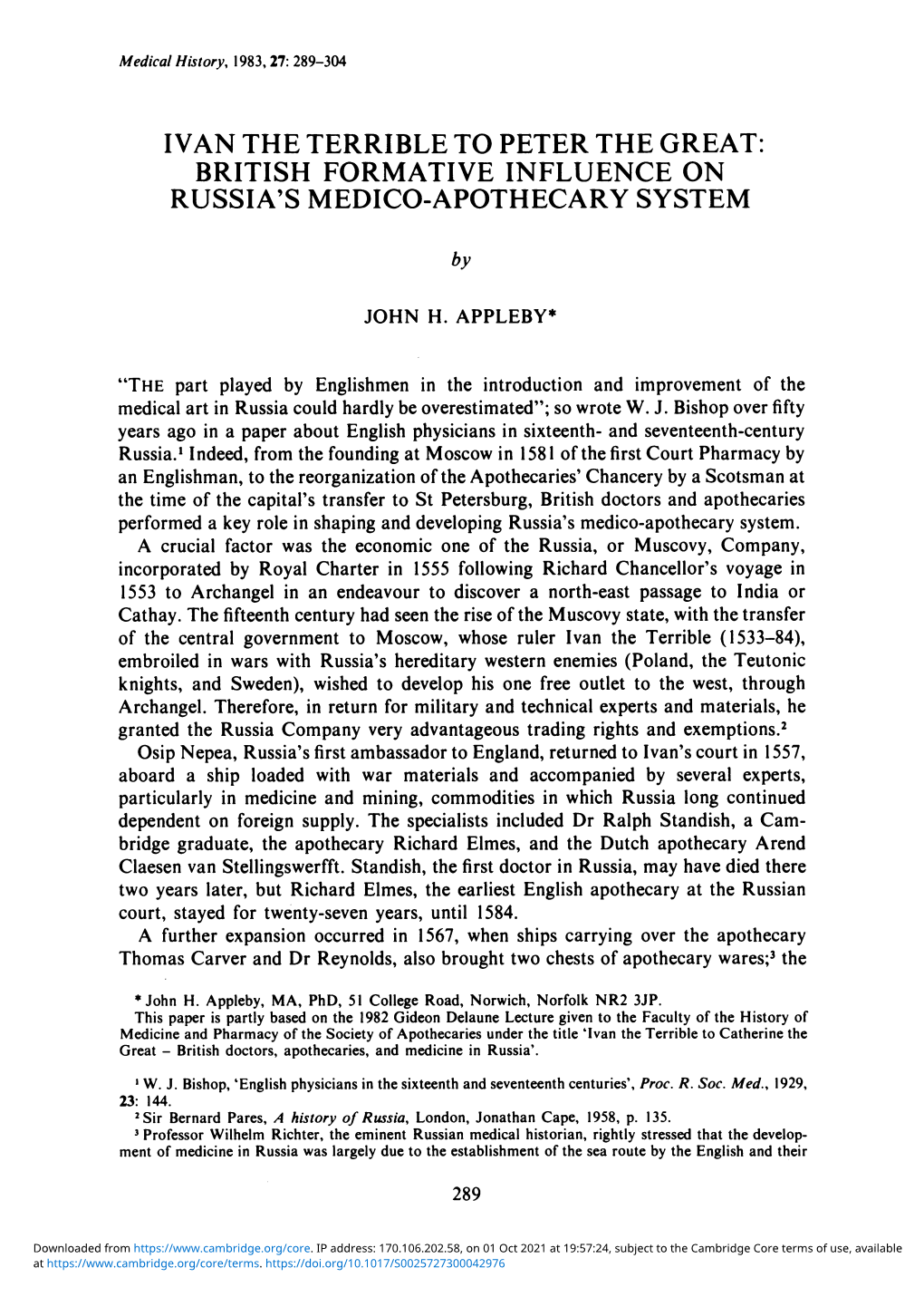 Russia's Medico-Apothecary System