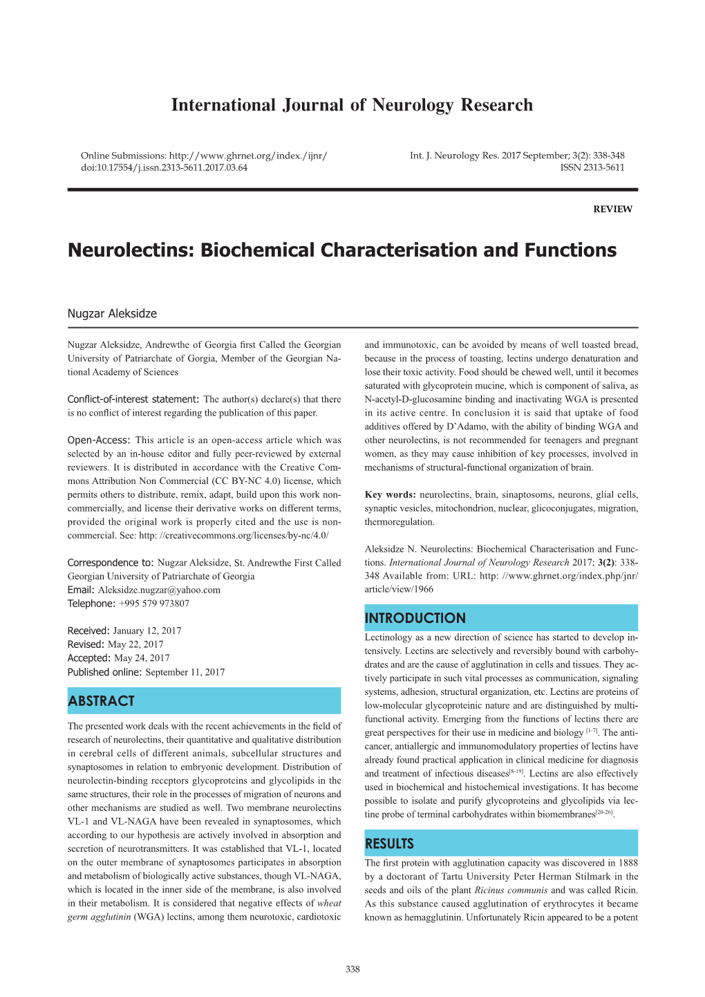 Neurolectins: Biochemical Characterisation and Functions