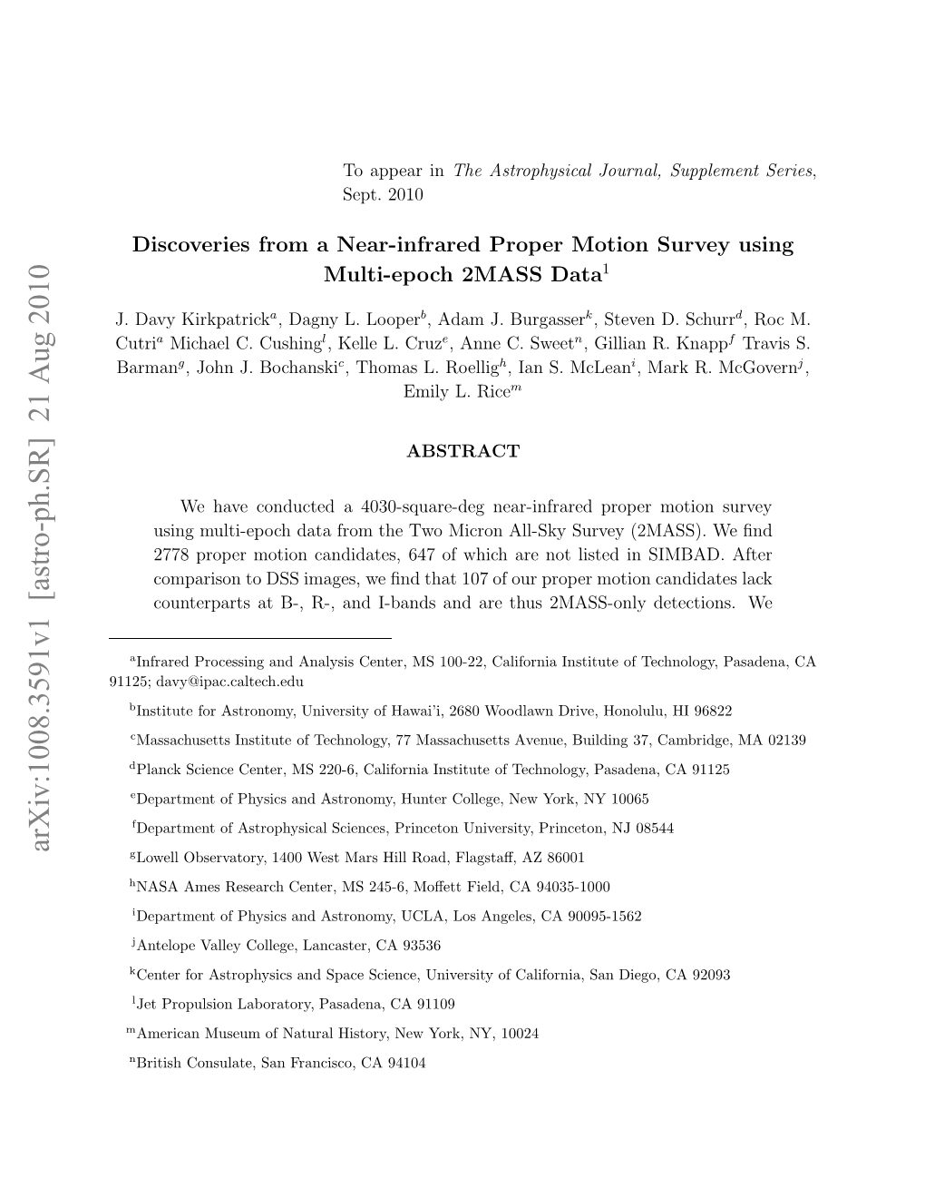 Discoveries from a Near-Infrared Proper Motion Survey Using Multi