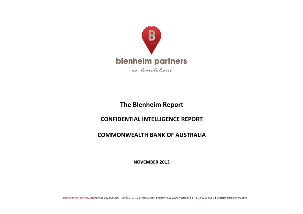 The Blenheim Report CONFIDENTIAL