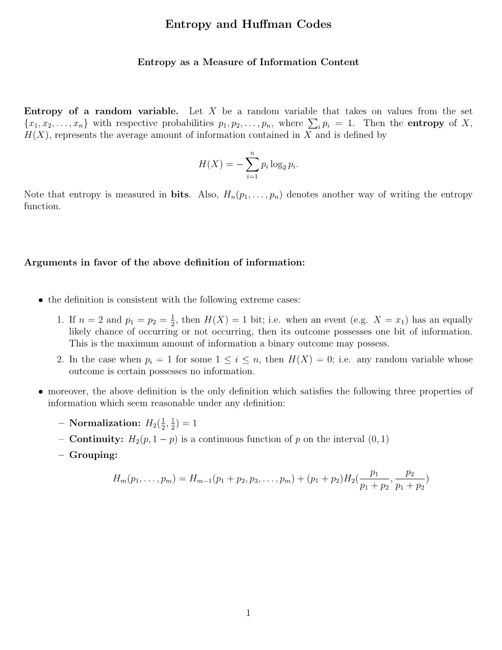 Entropy and Huffman Codes