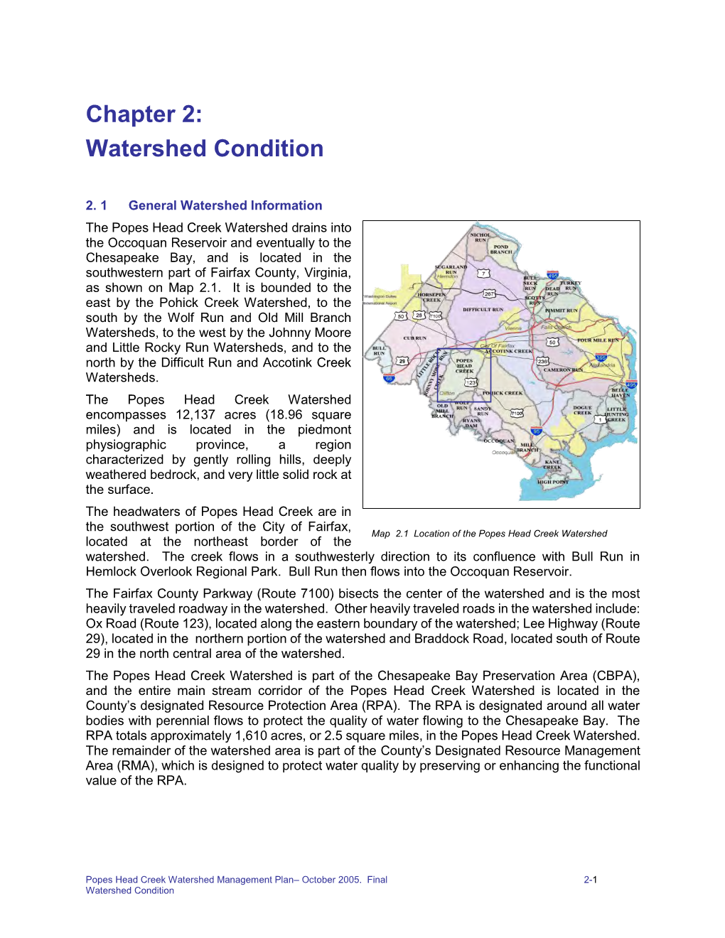 Popes Head Creek Watershed Management Plan Chapter 2