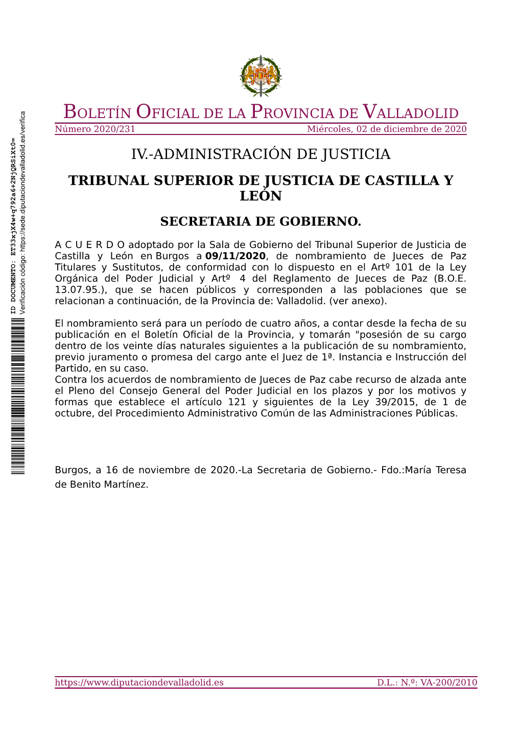 Administración De Justicia Tribunal Superior De Justicia De Castilla Y León