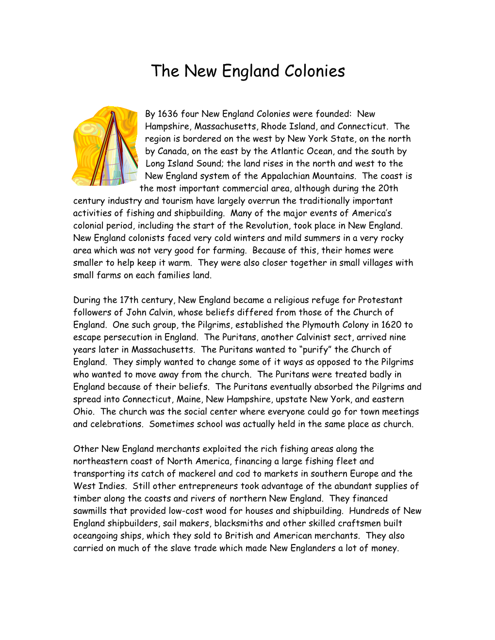 The New England Colonies