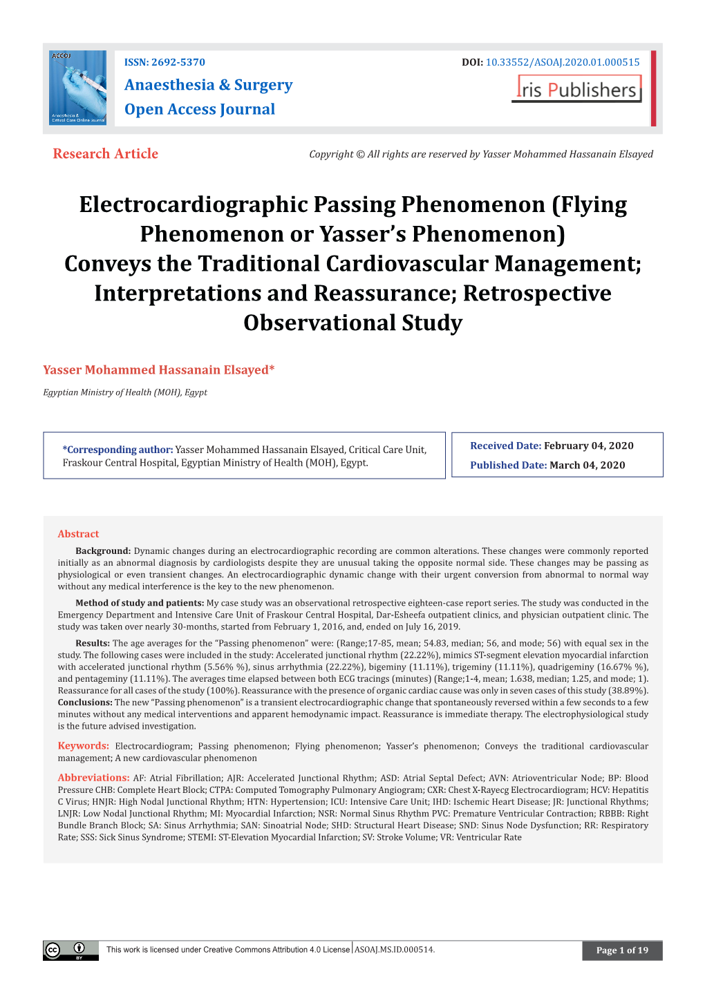 Electrocardiographic Passing Phenomenon