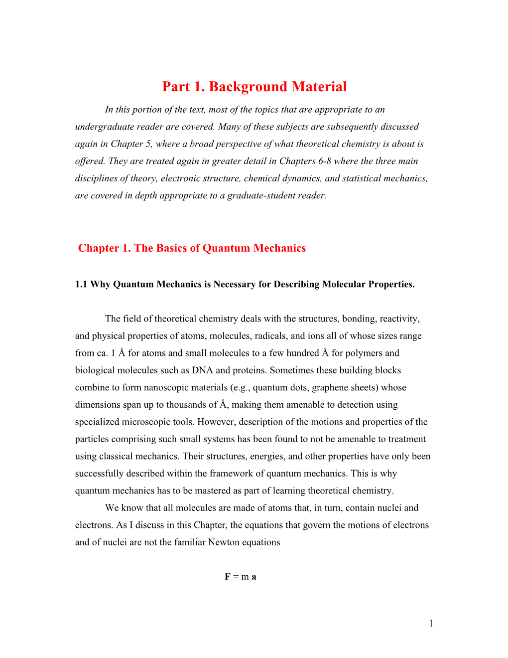 Chapter 1. the Basics of Quantum Mechanics