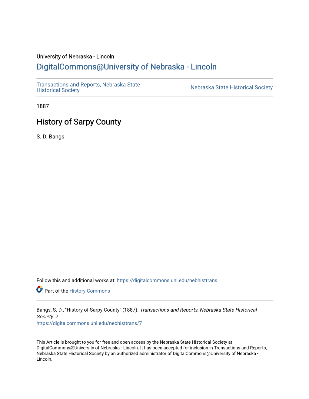 History of Sarpy County
