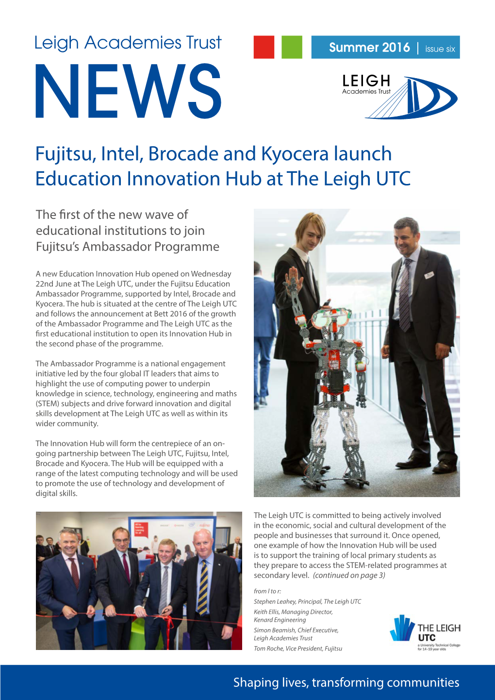 Fujitsu, Intel, Brocade and Kyocera Launch Education Innovation Hub at the Leigh UTC