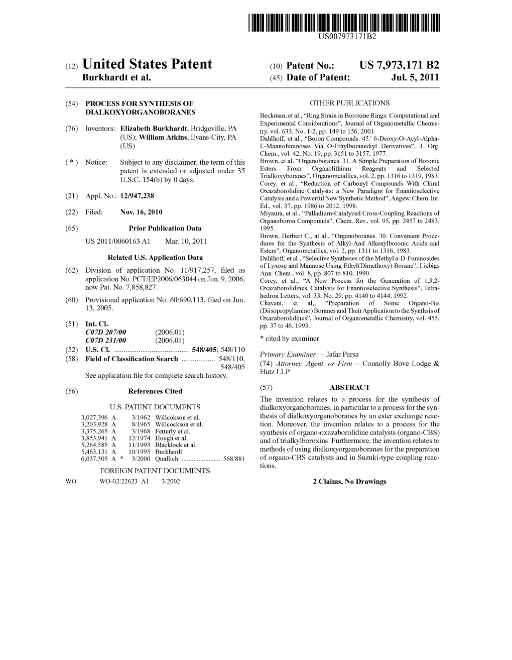 (12) United States Patent (10) Patent No.: US 7,973,171 B2 Burkhardt Et Al
