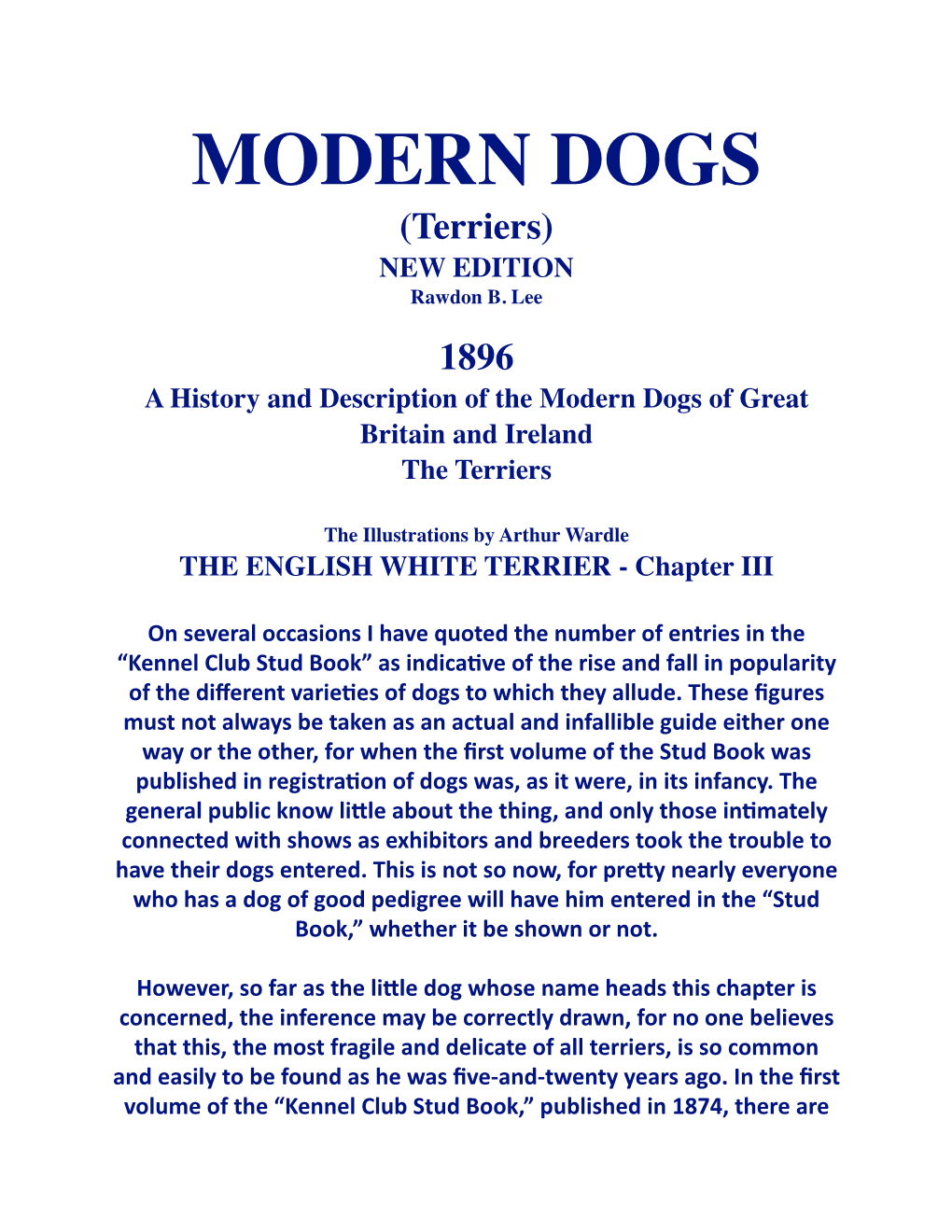 MODERN DOGS (Terriers) NEW EDITION Rawdon B