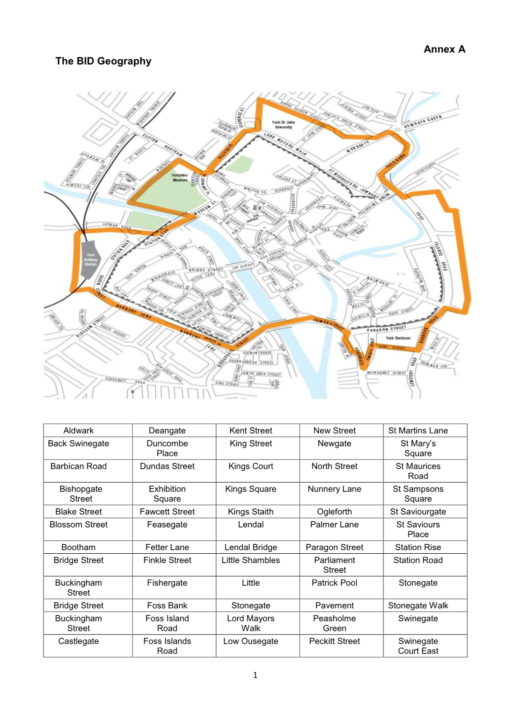 Annex a the BID Geography