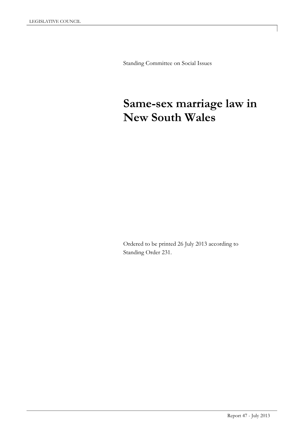 Same-Sex Marriage Law in New South Wales