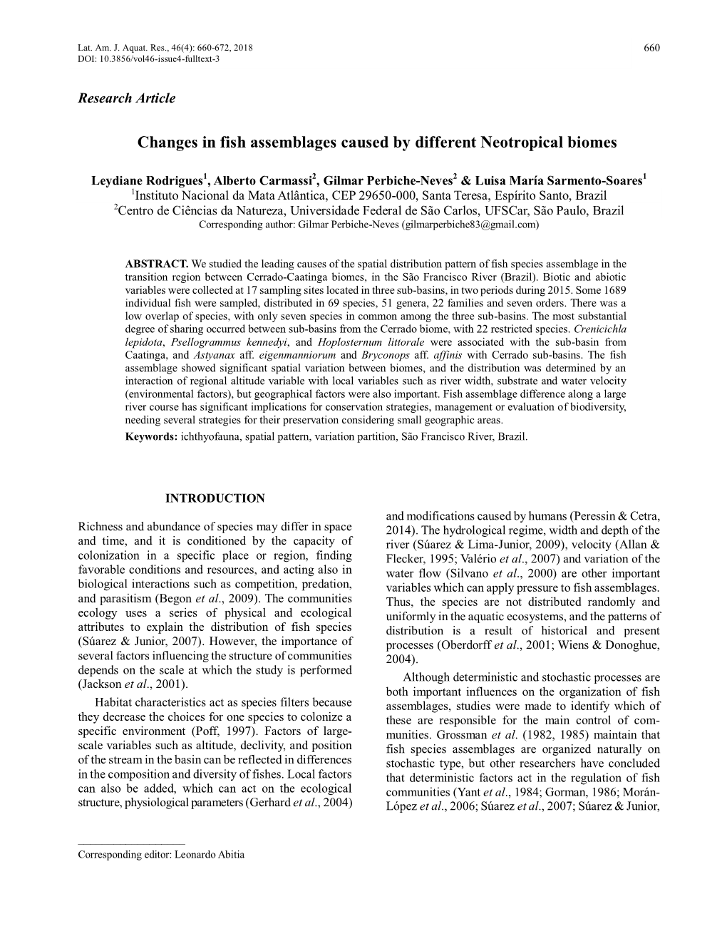 Changes in Fish Assemblages Caused by Different Neotropical Biomes