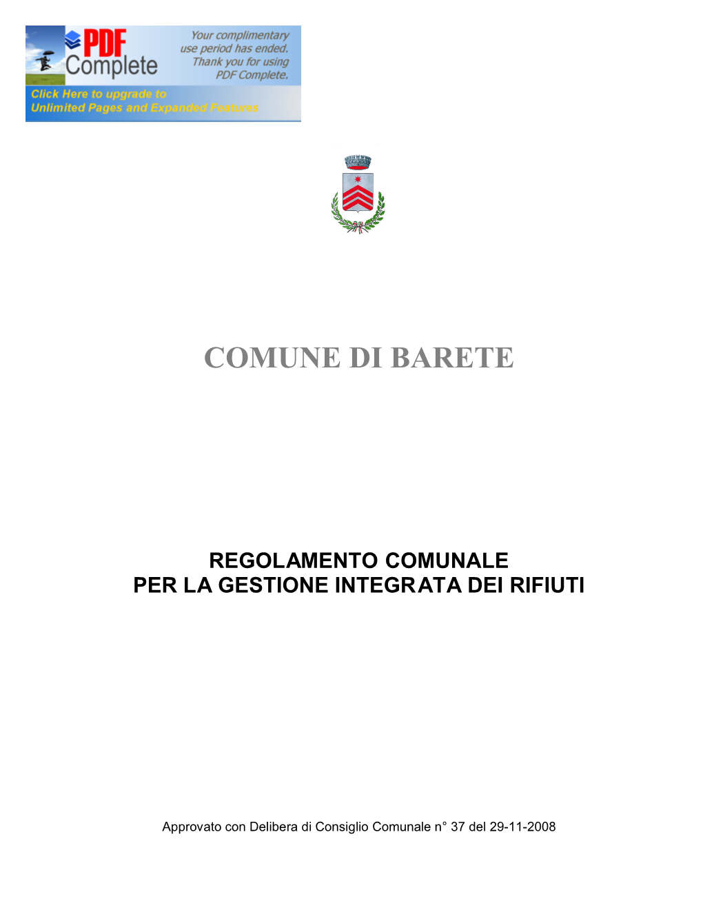 Regolamento Per La Gestione Integrata Dei Rifiuti