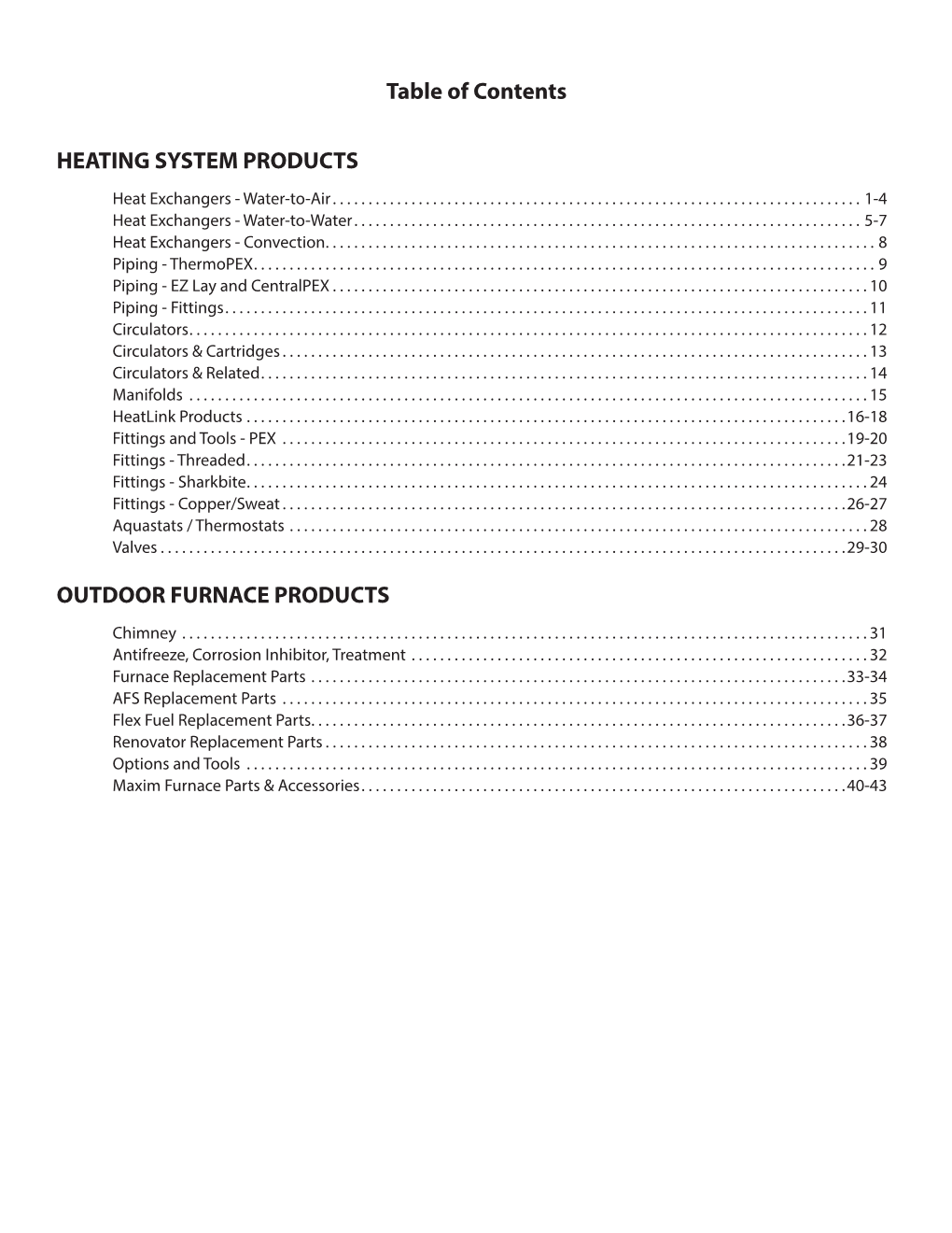 HEATING SYSTEM PRODUCTS Heat Exchangers - Water-To-Air