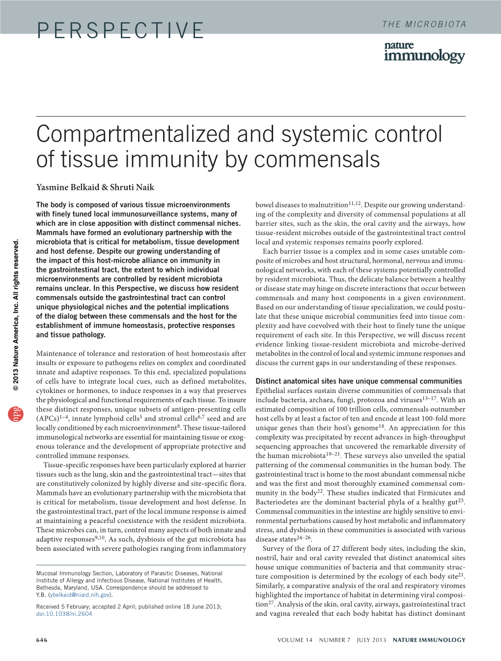 Compartmentalized and Systemic Control of Tissue Immunity by Commensals