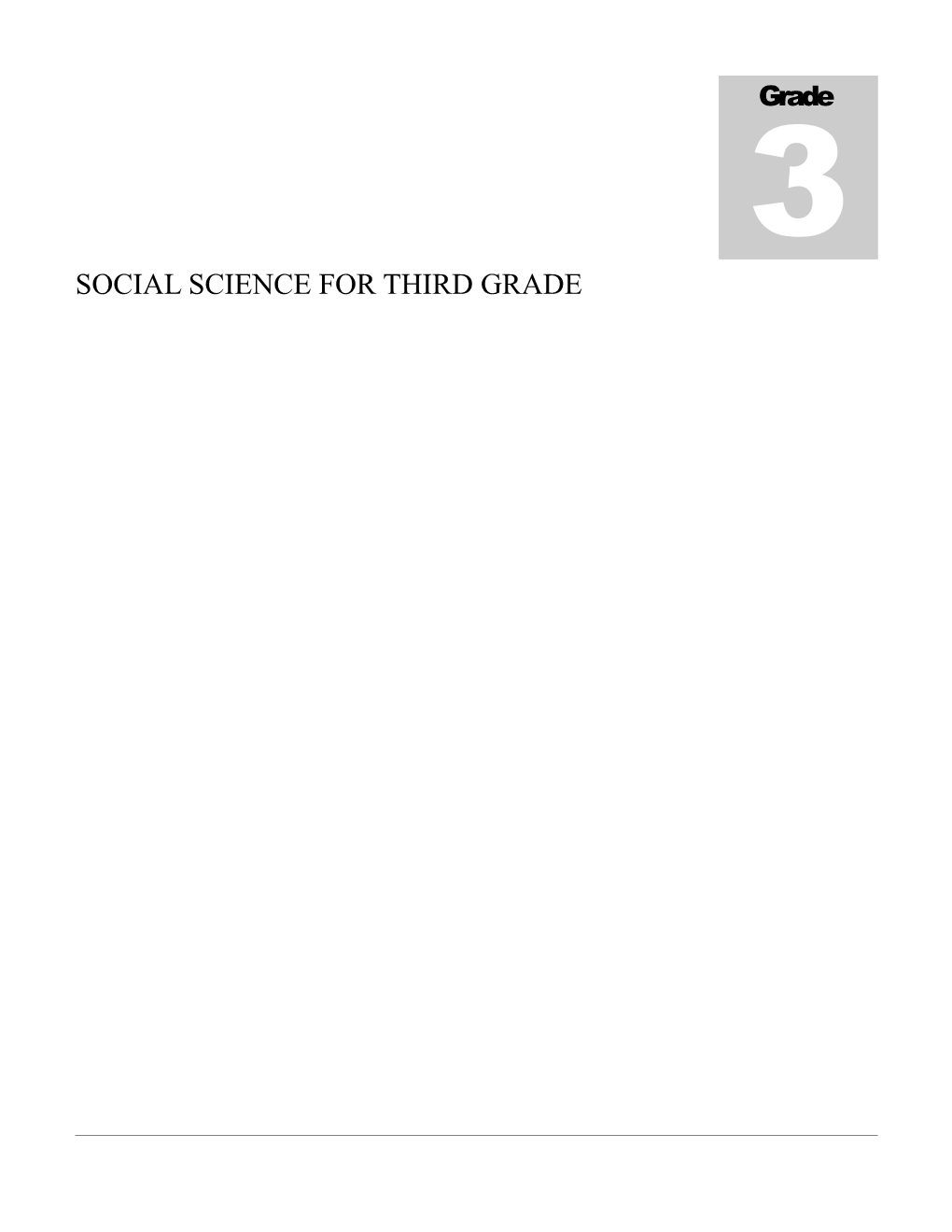 Social SCIENCE for Third Grade