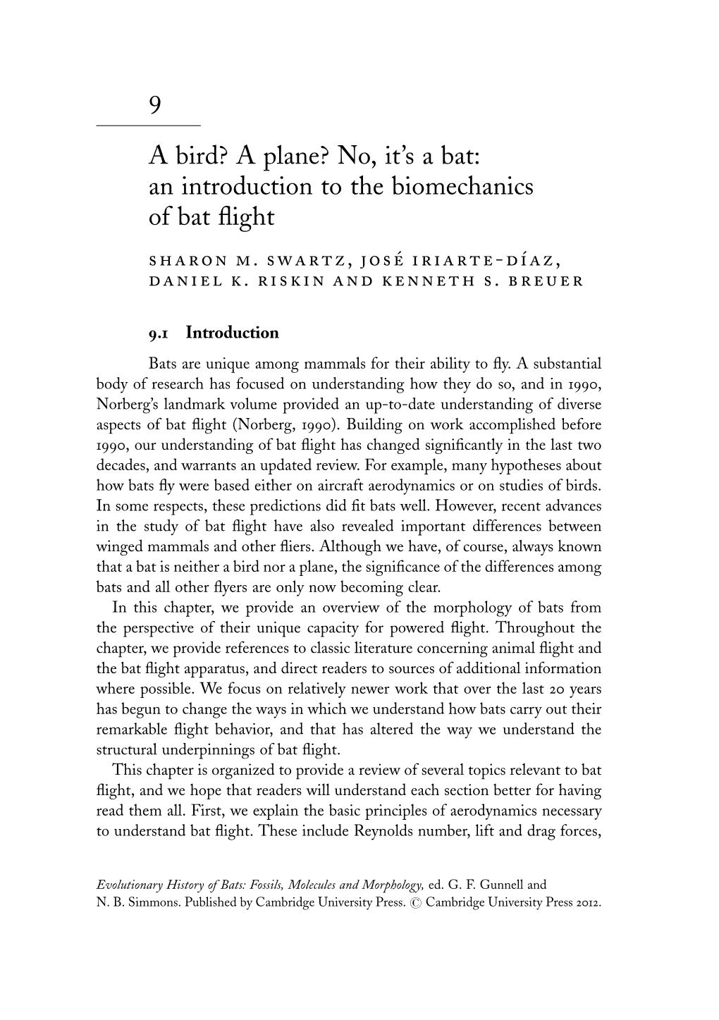 An Introduction to the Biomechanics of Bat Flight