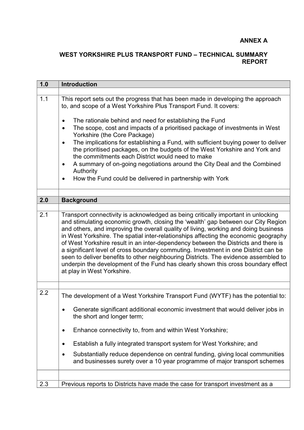 Annex a West Yorkshire Plus Transport Fund