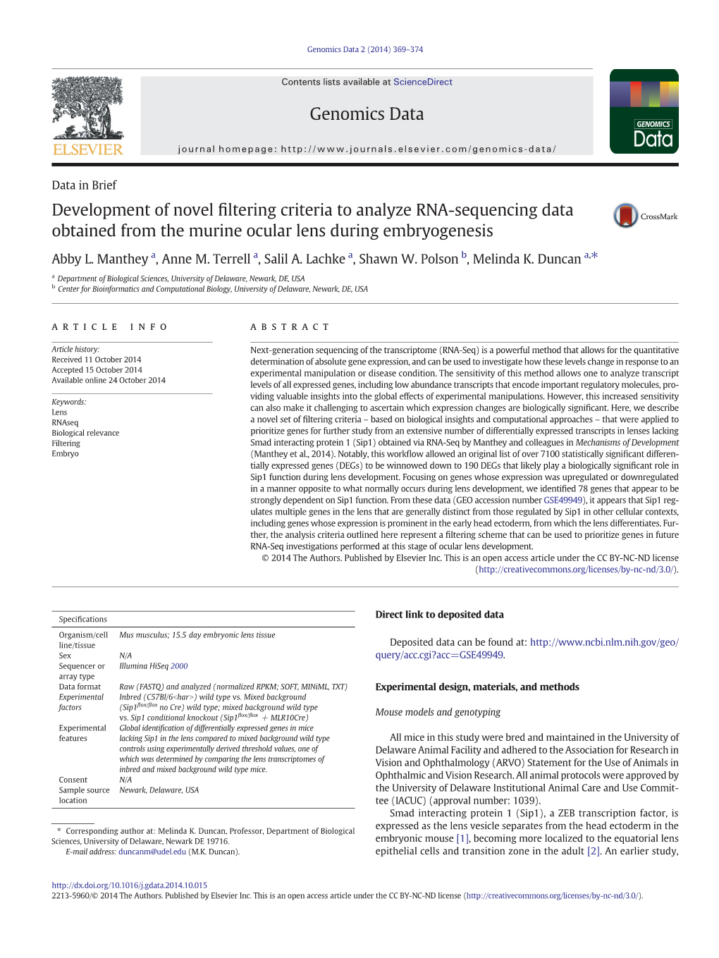 Development of Novel Filtering Criteria to Analyze RNA-Sequencing Data