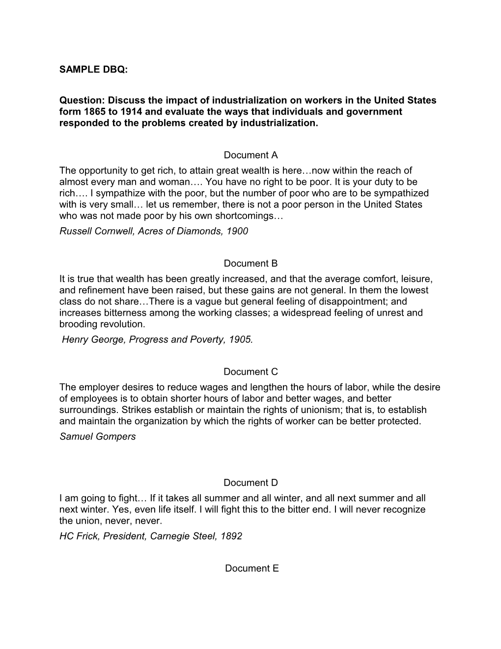 Question: Discuss the Impact of Industrialization on Workers in the United States Form