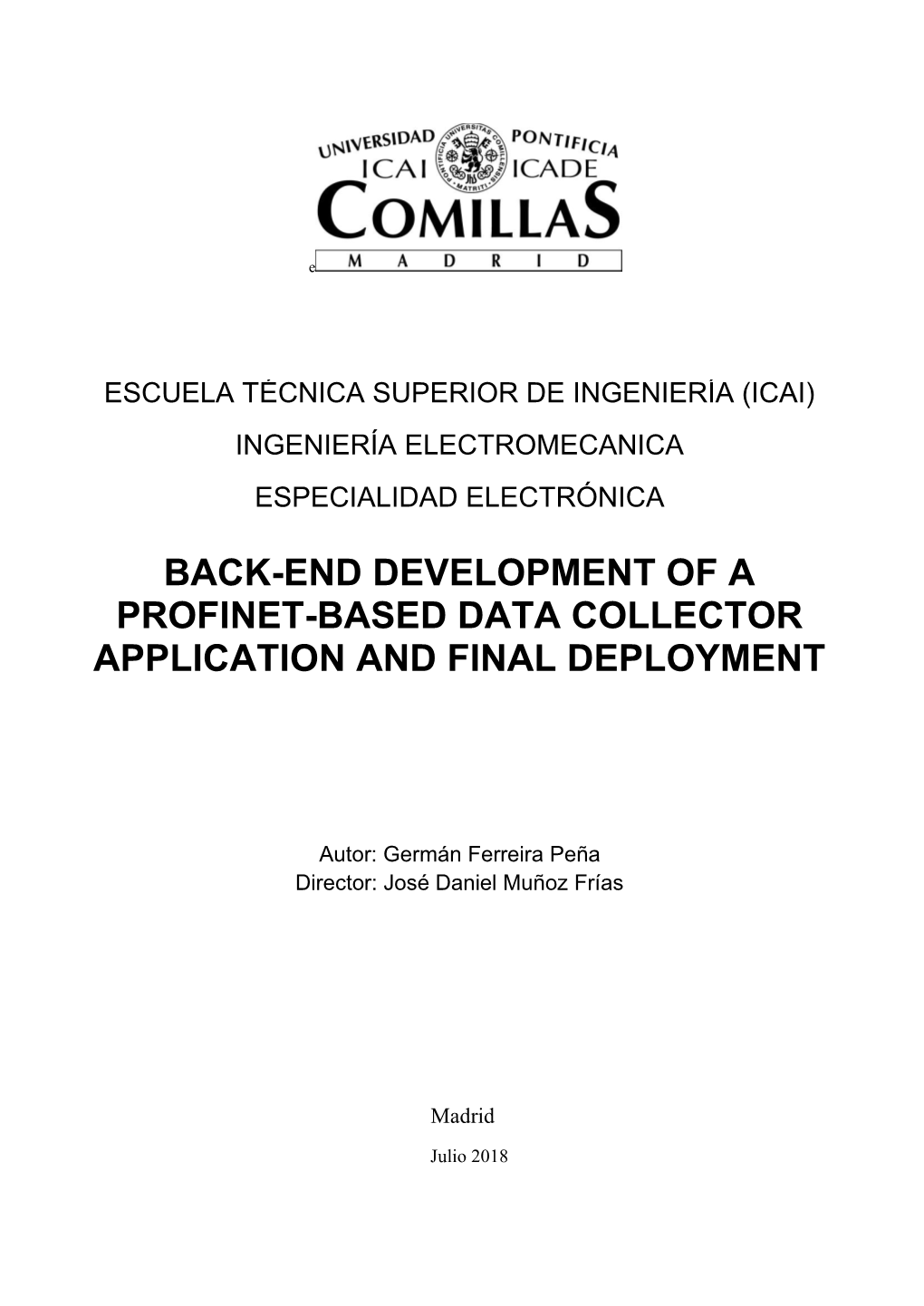 Back-End Development of a Profinet-Based Data Collector Application and Final Deployment