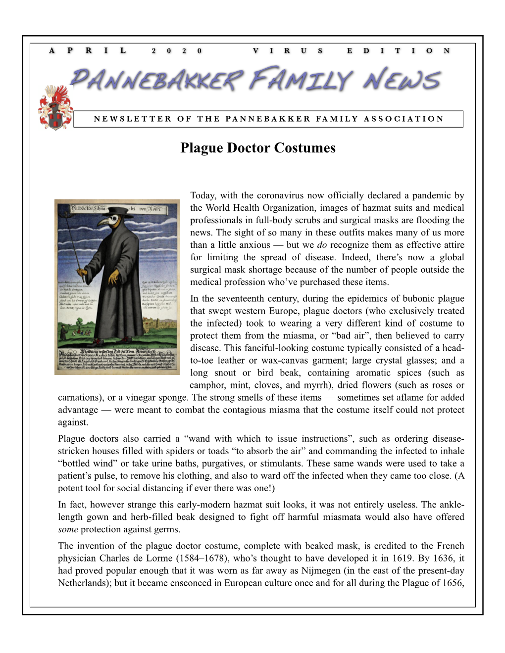 Virus Edition Pannebakker Family News