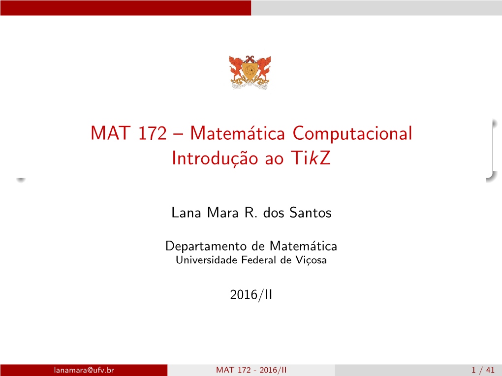 MAT 172 – Matemática Computacional Introdução Ao Tikz